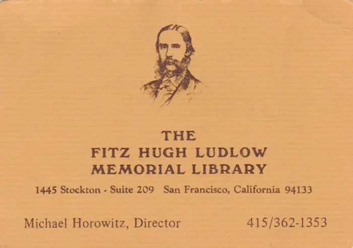 Tarjeta de visita del director de la biblioteca dedicada al autor en San Francisco California