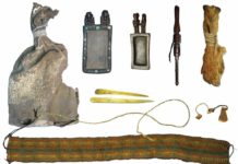 Paquete ritual con distintos objetos para consumir estupefacientes utilizados hace m&aacute;s de mil a&ntilde;os en la actual Bolivia