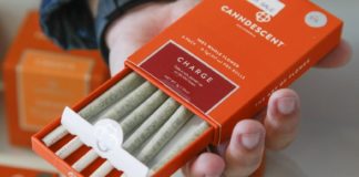 Pre-rolled joints for sale at a California dispensary