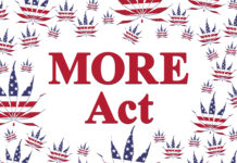 EEUU: Senadores demócratas promoverán medidas para la legalización del cannabis More Act message with USA marijuana leaf border isolated over wh