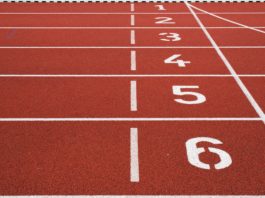 Starting line on a track