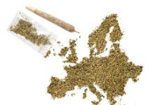 Europa se convierte en la gran ‘esperanza verde’: la marihuana dispara su inversión en la UE en plena sangría Weed in the shape of Europe and a joint.(series)