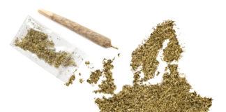 Weed in the shape of Europe and a joint.(series)