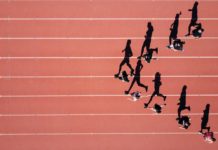 Working on a project for my school’s track team on a summer morning. I noticed the sun was perfectly angled to expand the shadows of the runners into full size. I launched my Mavic Pro to 300 ft. and made them run in arrow shape.Which I was able to capture this interesting overhead shot of them running and their shadows be an identical profile shot of them.