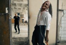Cannabis y pesadillas Man with gun fights with undead zombie, nightmare