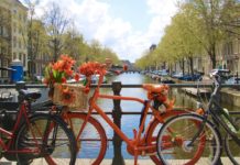 Orange bike in Amsterdam