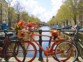 Orange bike in Amsterdam