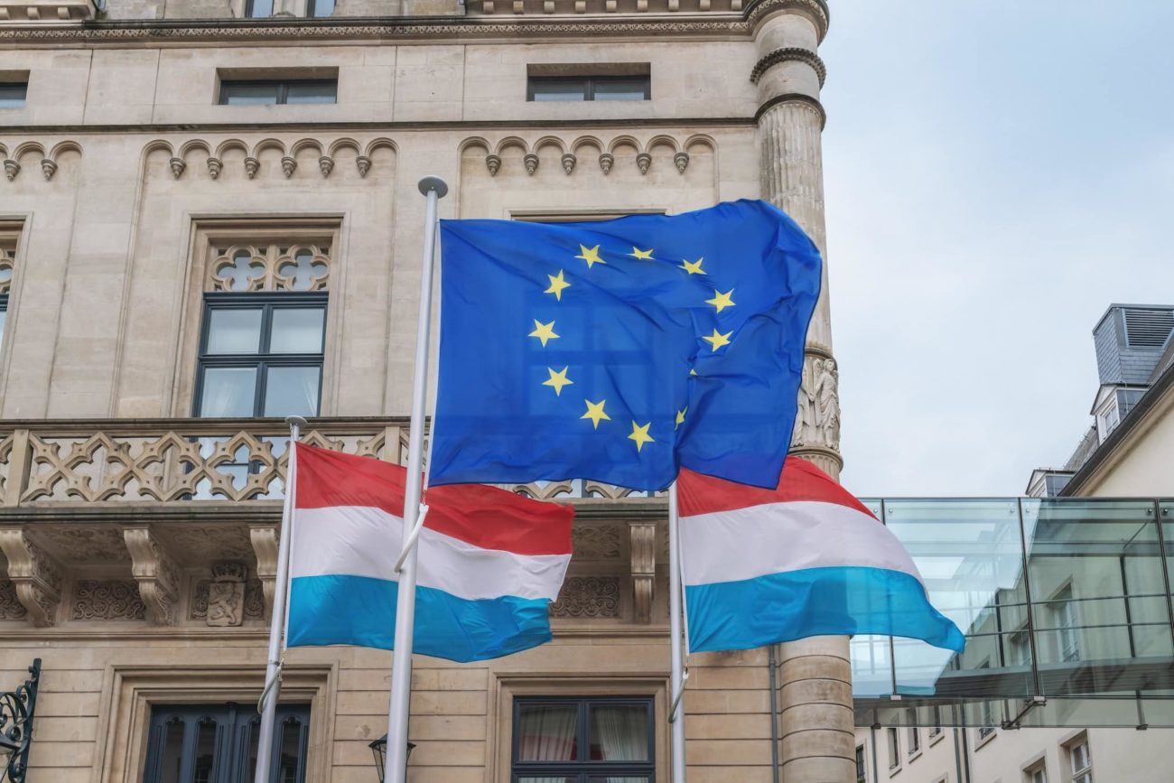 European Union and Luxembourg flags - Luxembourg City, Luxembourg