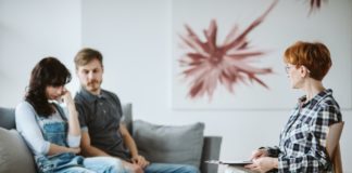 Worried woman on psychotherapy