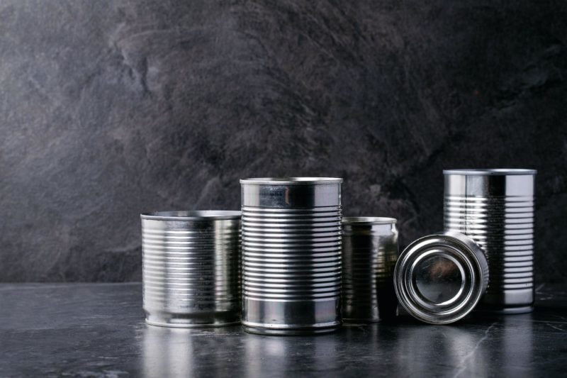 Canned food in metal cans