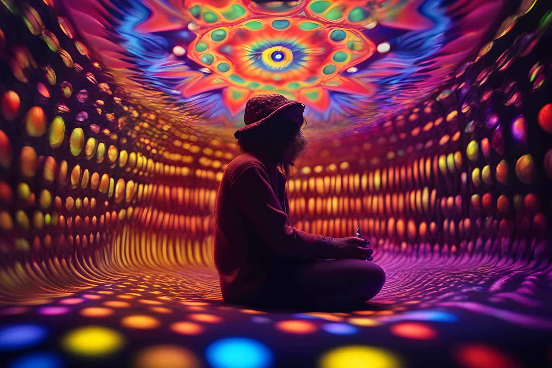 psychedelic therapy realistic photo of, award winning photograph, 50mm, Cinematic Lighting