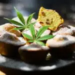 Sweet cupcake with cannabis
