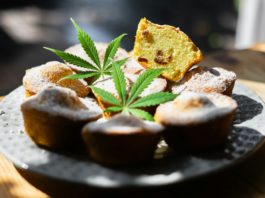 Sweet cupcake with cannabis