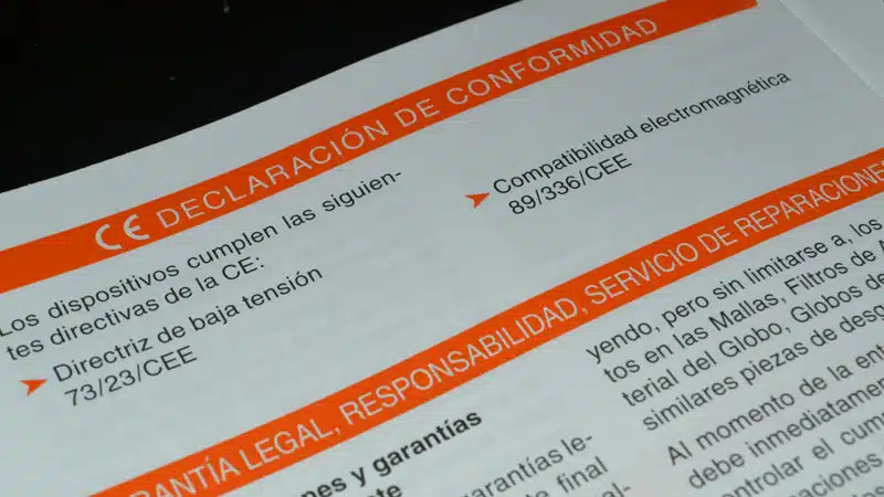 CE y Declaración de conformidad de un vaporizador sobremesa