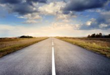 road, pavement, landscape, nature, roadway, drive, route, way, asphalt, countryside, horizon, fields, clouds, sky