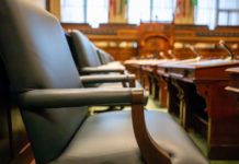 Luxurious seats in an elegant courtroom