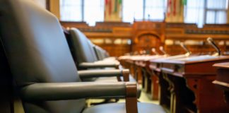 Luxurious seats in an elegant courtroom