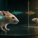 Rata de laboratorio con una representaci&oacute;n de la conexi&oacute;n entre el hipocampo y la corteza prefrontal