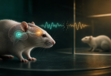 El psicodélico 25C-NBOMe en la adolescencia altera la conducta social en ratas Rata de laboratorio con una representación de la conexión entre el hipocampo y la corteza prefrontal