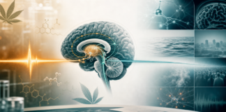 Ilustraci&oacute;n cient&iacute;fica sobre cannabinoides, circuitos cerebrales y resultados a corto y largo plazo
