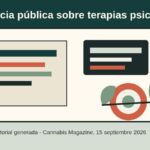 Ilustracion editorial sobre una audiencia publica de la FDA acerca de terapias psicodelicas